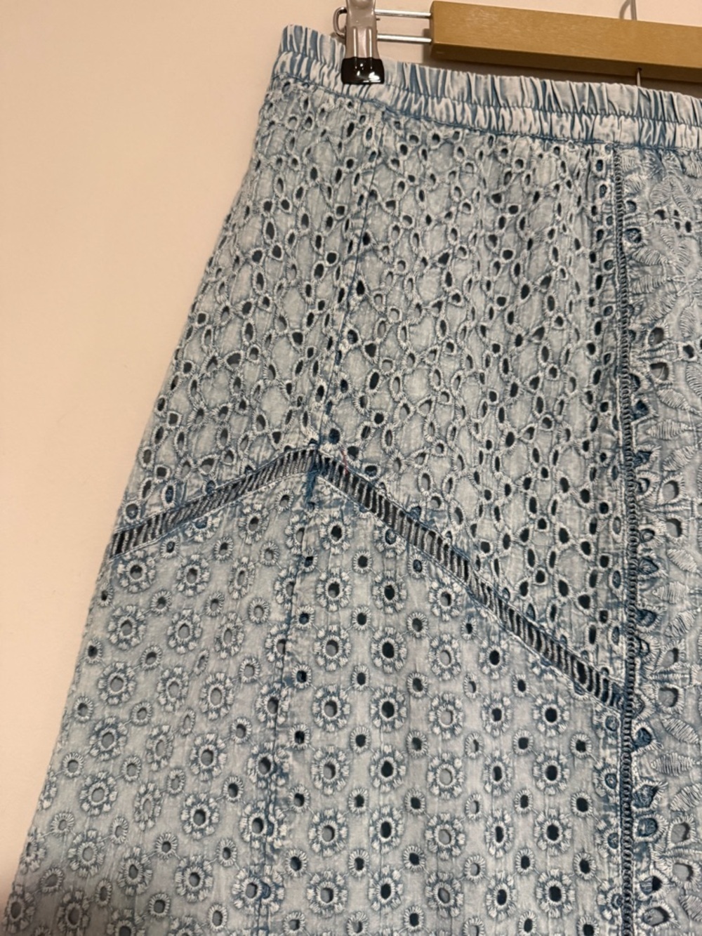 Soft Surroundings Porfiria Blue Eyelet Embellished Midi Skirt XL Petite NWT - Picture 3 of 11